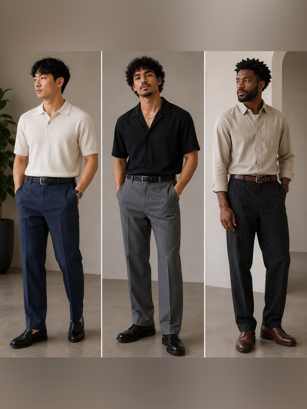 Three (3) brand new Men's Dress Pants - Black, Navy & Gray by Ben hogan
